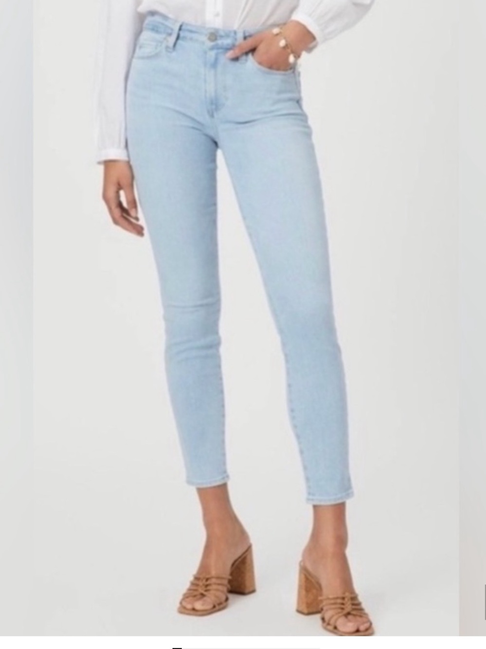 PAIGE Verdugo Ankle Skinny Jeans Light Wash Blue Size 28 Stretch Denim